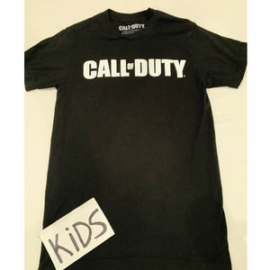 Call of Duty Logo Design War Gaming Kids Graphic T-Shirt Black Size S